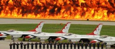 Thunderbirds lined up on flight line