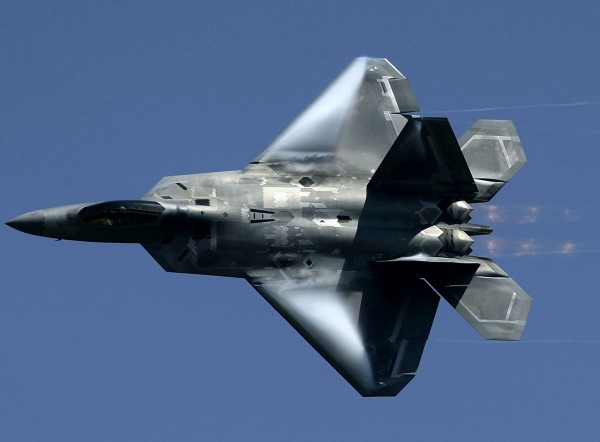 He soars above the crowd F22 in flight